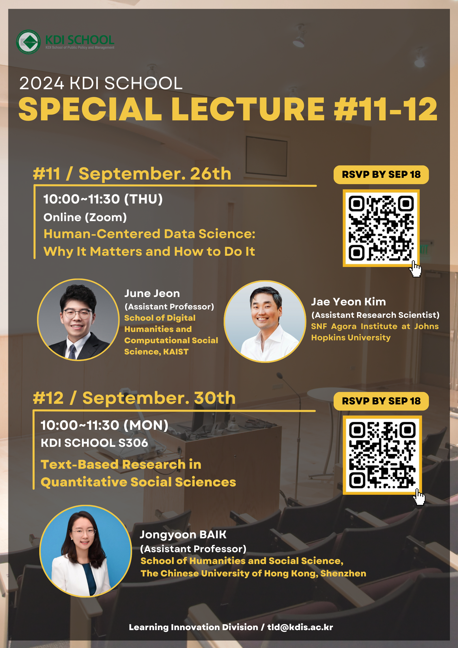 2024 KDIS Special Lecture #11-12 (September 26/30)