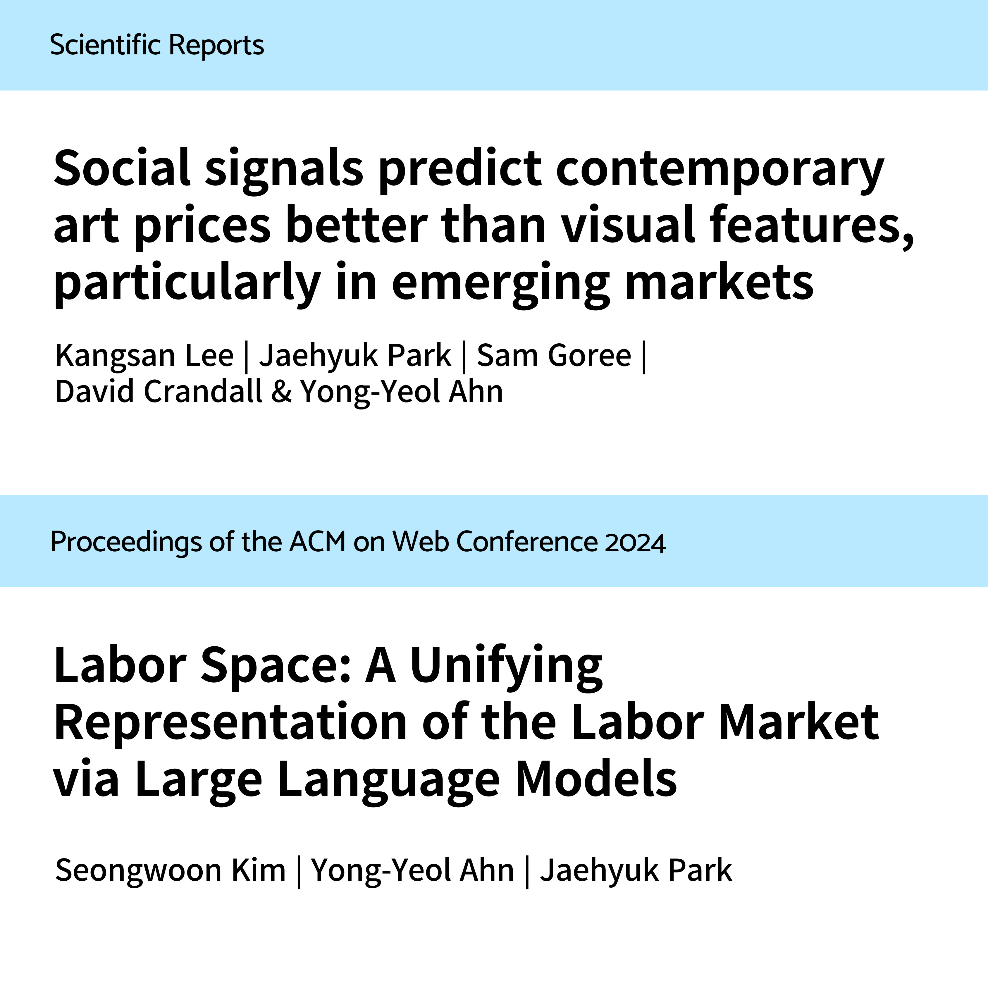 Sharing Professor Jaehyuk Park's Research Updates